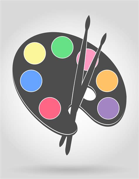 Icon Palette For Paints And Brush Vector Illustration Vector Art