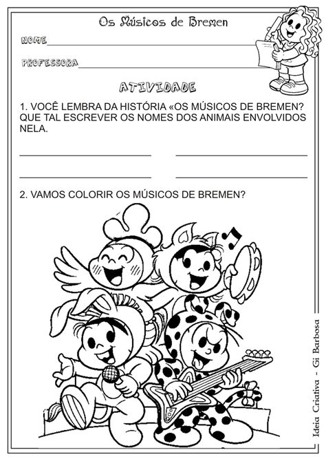 Atividade Conto Os Músicos De Bremen Ideia Criativa Gi Carvalho