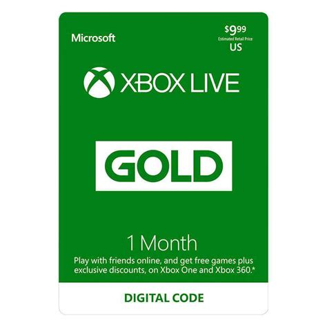 Xbox Live 1 Month Subscription Code Digital Delivery