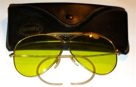 Vintage Yellow Lens Shooting Glasses With Case Olympic Shooting