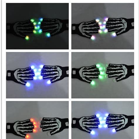 Adult Led Skeleton Rave Flashing Gloves Glow Light Up Finger Tip