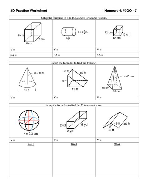 14 Best Images Of Volume Of Shapes Worksheets Surface Area And Volume