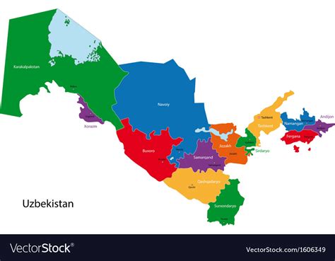 Its first major official language is uzbek, a turkic language written in the latin alphabet and spoken natively. Uzbekistan map Royalty Free Vector Image - VectorStock