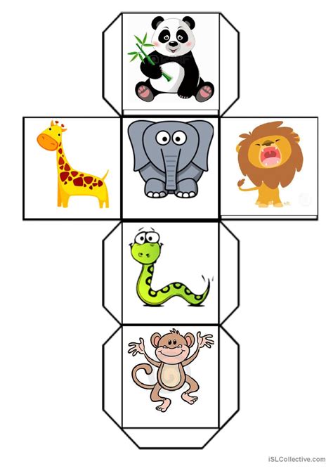 Wild Animals Dice Pictur English Esl Worksheets Pdf And Doc