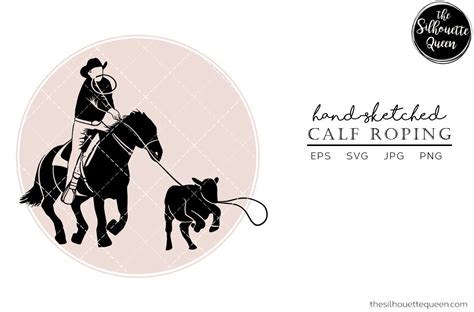Hand Drawn Rodeo Calf Roping Clipart Clip Art Logo Cut Files Etsy