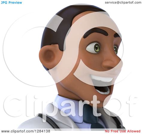 Clipart Of A 3d Young Black Male Doctor Avatar From The Shoulders Up