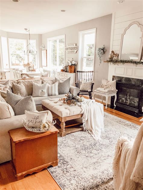 A Neutral And Cozy Cottage Farmhouse Fall Home Tour Fall Living Room