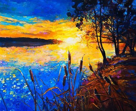 Autumn Oil Painting Lake Painting Park Scene Autumn Scene Etsy Lake