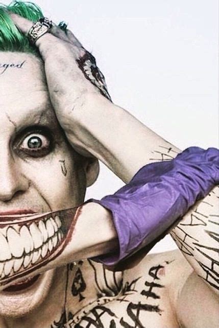 Close Up Of Jared Leto As The Joker And His Tattoos
