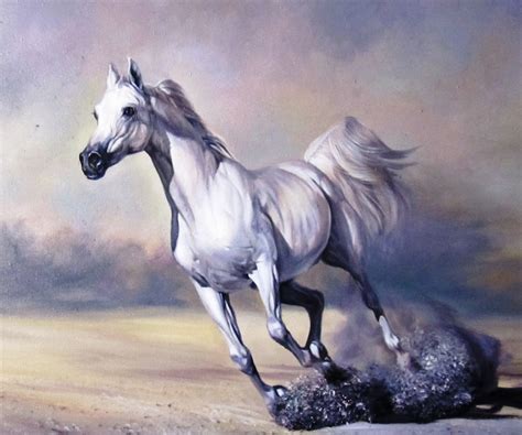 Horse Painting White Horse Horse Oil Painting On Canvas Etsy