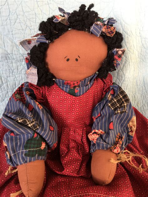 Vintage Collectible Black Ragdoll Handmade Large Doll Etsy