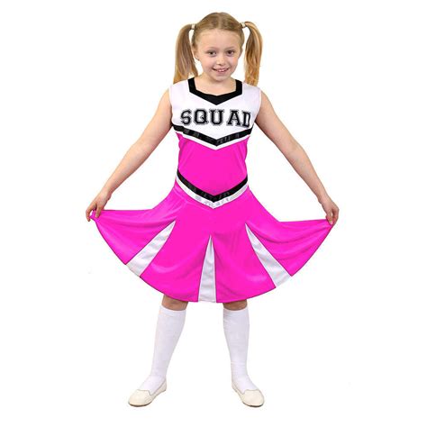Girls Pink Cheerleader Costume I Love Fancy Dress