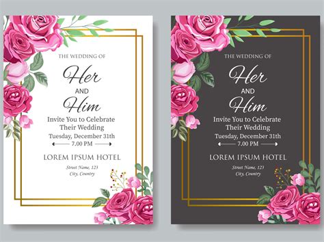 Wedding Invitation Card With Beautiful Flower And Leaves By Yekti Eka On Dribbble