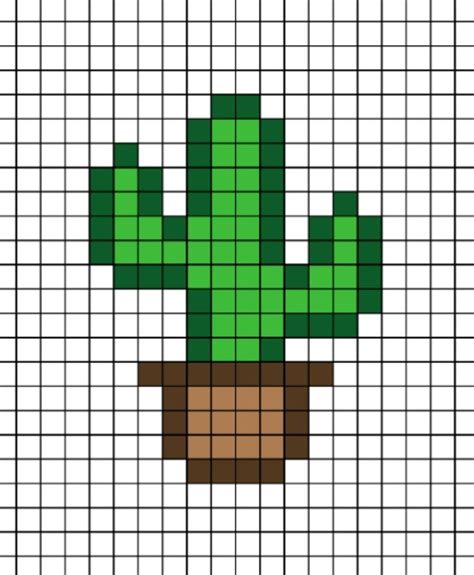 Potted Cactus Pixel Art Термомозаика Схемы вышивки крестиком