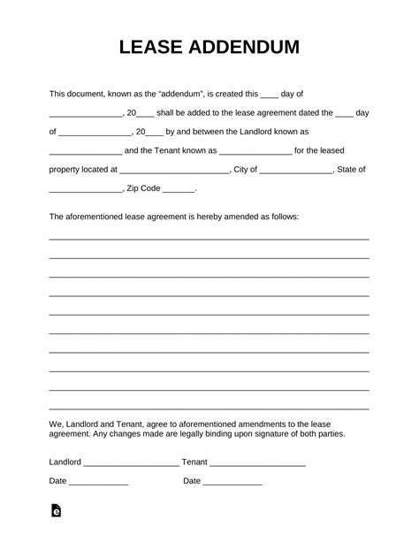 When do i need to use a. Explore Our Sample of Addendum To Lease Agreement Template ...