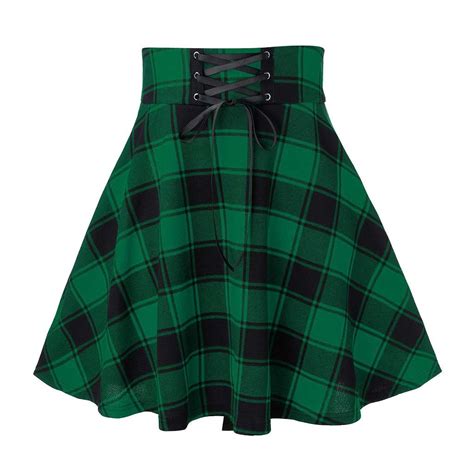 Buy Pleated Checkerboard Skirts Womens High Waisted Checkered Skirt