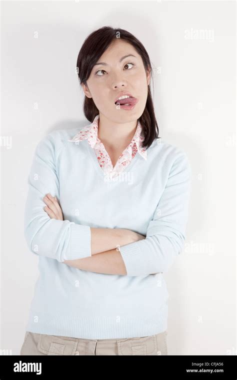 Young Woman Making Funny Face Stock Photo Alamy