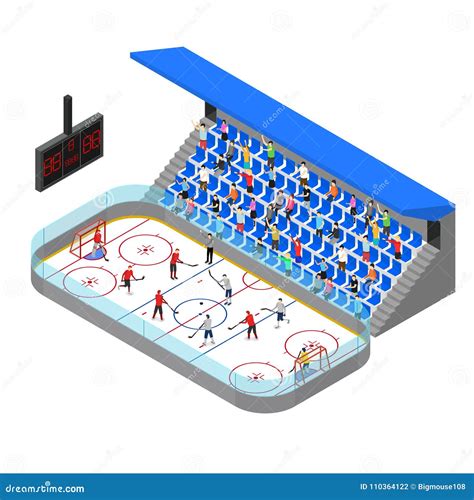 Ice Hockey Arena Competition Concept 3d Isometric View Vector Stock