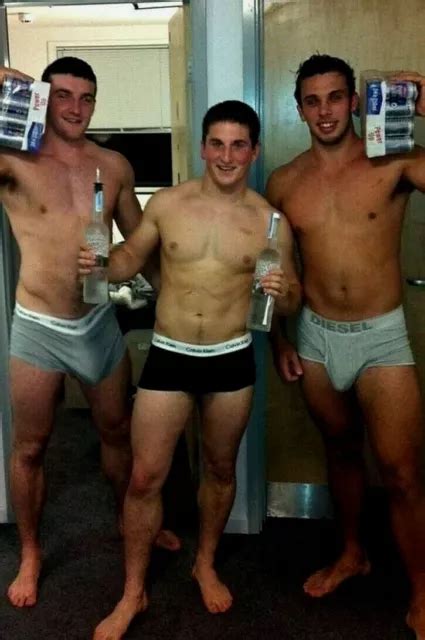 Shirtless Male Beefcake Hunks Muscular College Frat Jock Party Photo