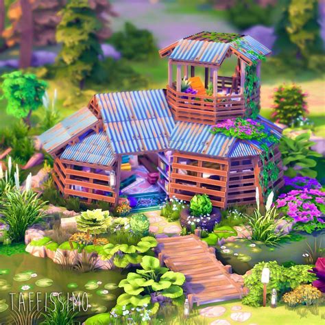 Upcycled Pallet Lake House Sims 4 Build Sims House Design Sims 4