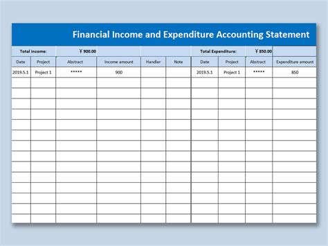 EXCEL Of Financial Income And Expenditure Accounting Statement Xlsx WPS Free Templates