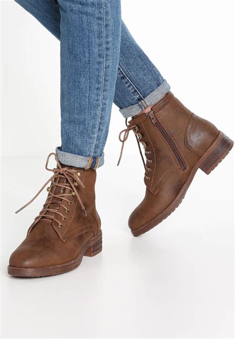 Anna Field Lace Up Ankle Boots Coffee Uk Boots Casual