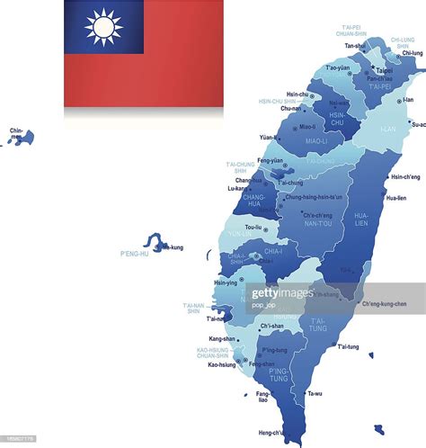 Map Of Taiwan States Cities And Flag Stockillustraties Getty Images