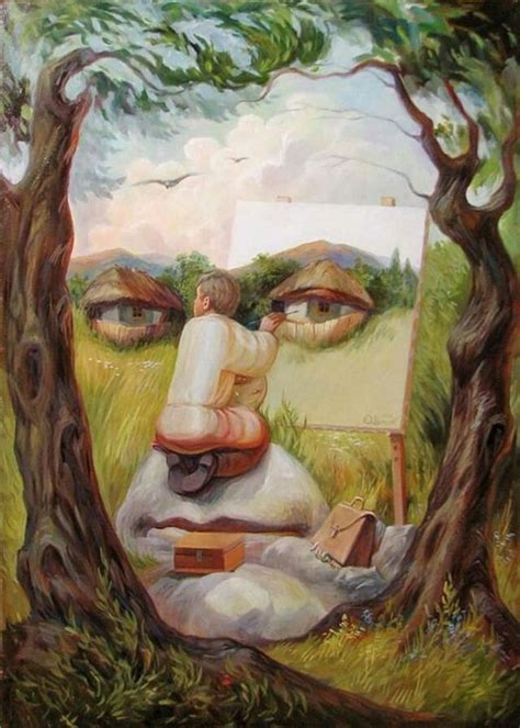 A Painter In Nature Or A Mans Face Illusion Paintings Optical