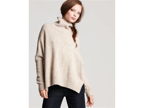 Lyst Vince Oversized Turtleneck Sweater In Natural