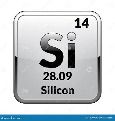 Silicon Symbol In Square Shape With Metallic Border And Transparent