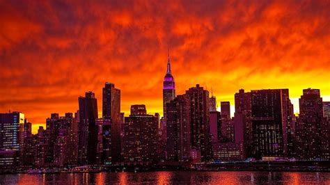 1920x1080 Sunset In Manhattan 1080p Laptop Full Hd Wallpaper Hd Nature