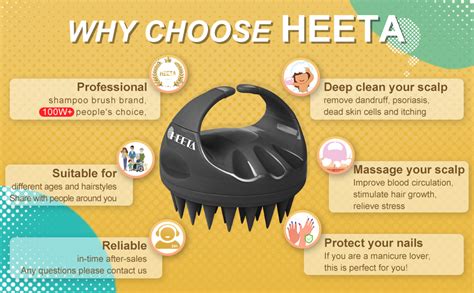 Heeta Hair Shampoo Brush Upgraded Wet And Dry Hair Scalp Massager With Soft Silicone