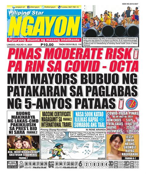 Pilipino Star Ngayon July 11 2021 Newspaper Get Your Digital