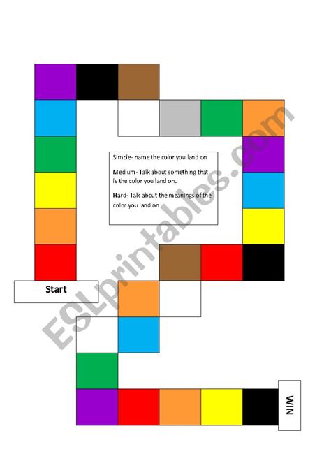 Colours Board Game Esl Worksheet By Notagoobertwin