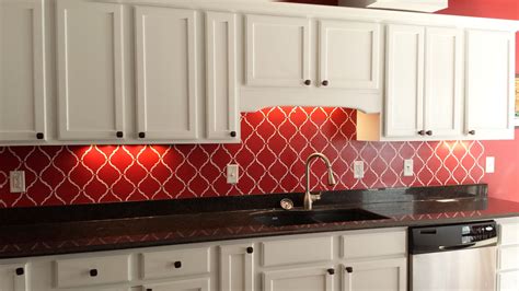 Stencil Design Painted On Back Splash Of A Kitchen Wall Kitchen Wall