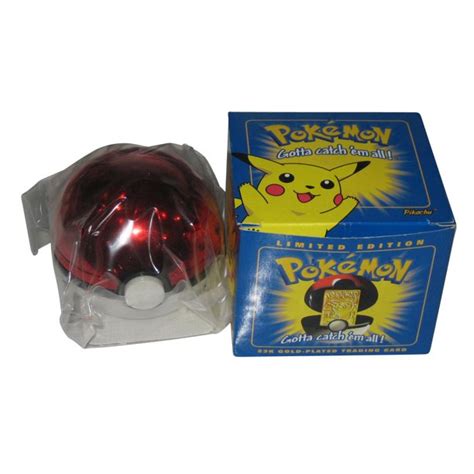 Vtg 90s pokemon lot gold plated trading card and 30 similar. Pokemon Limited Edition 23K Gold-Plated Pikachu Trading Card w/ Pokeball Toy - (Blue Box ...