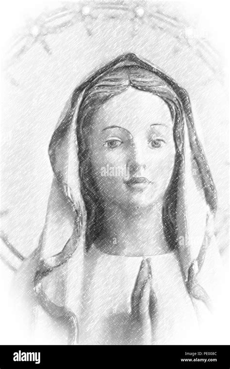 Mother Mary Pencil Drawing