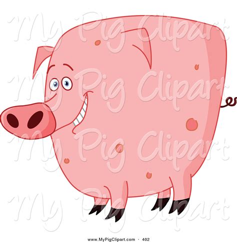 Swine Clipart Of A Chubby Smiling Cute Pink Spotted Pig By Yayayoyo 402