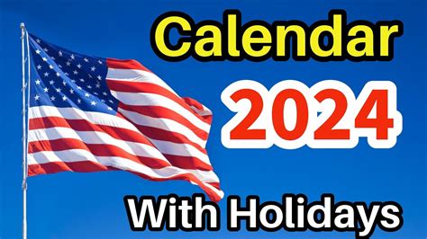 2024 Calendar With Holidays Calendar 2024 Us Calendar 2024 United