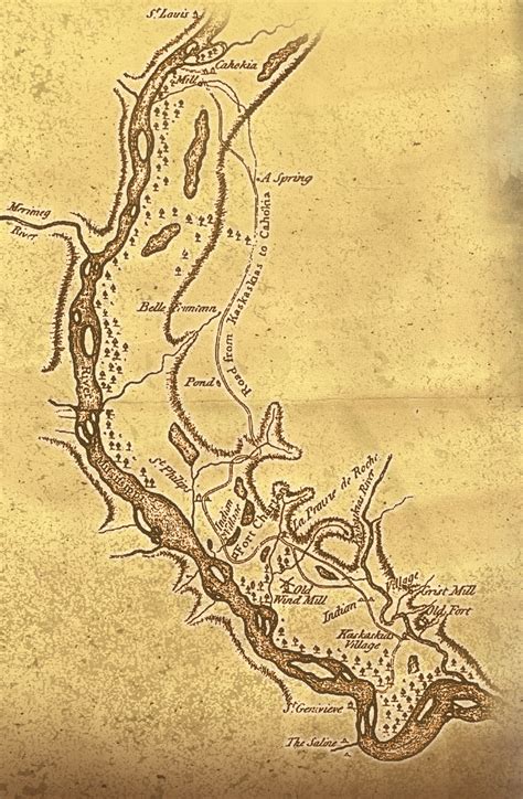 An Early Map Of The Historic Kaskaskia Cahokia Trail In Southwestern