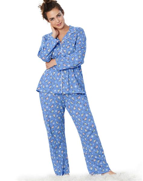 29294 Hanes Womens Plus Knit Notched Collar Top And Pants Sleep Set