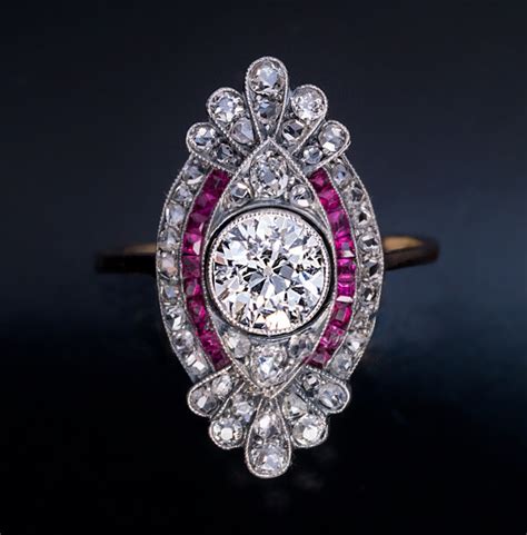 Check spelling or type a new query. Ornate Early Art Deco Diamond Ruby Engagement Ring ...