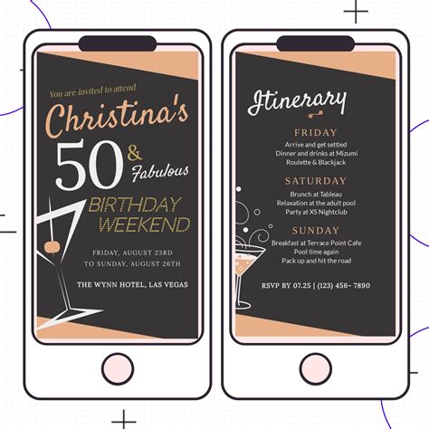 50th Birthday Weekend Digital Invitation Editable Template Etsy