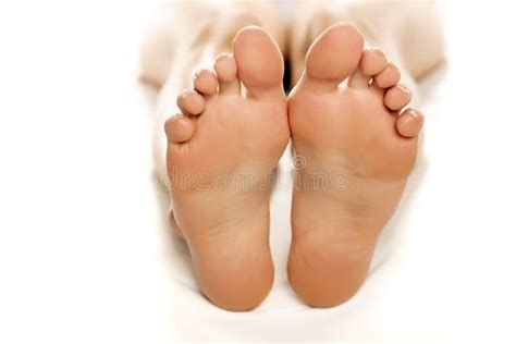 Closeup Of Female Sole Feet Stock Photo Image Of Girl Lying 195240372
