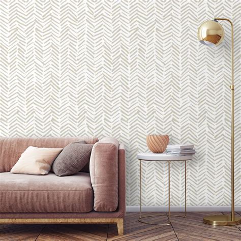 Herringbone Wallpaper Peel And Stick Modern Removable Minimal Etsy