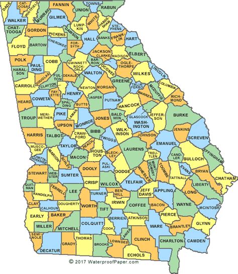 Georgia County Map Ga Counties Map Of Georgia