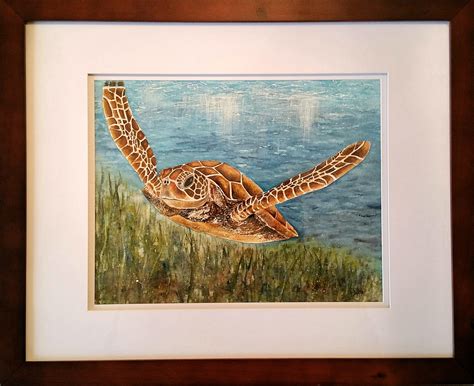 Watercolor Hawksbill Sea Turtle Watercolors By Donnell Anderson