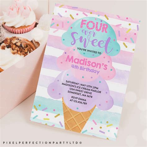 Paper Paper And Party Supplies Printable Pdf Invitation Ice Cream Parlor