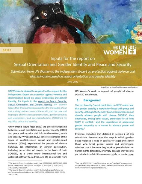 Inputs For The Report On Sexual Orientation And Gender Identity And Peace And Security