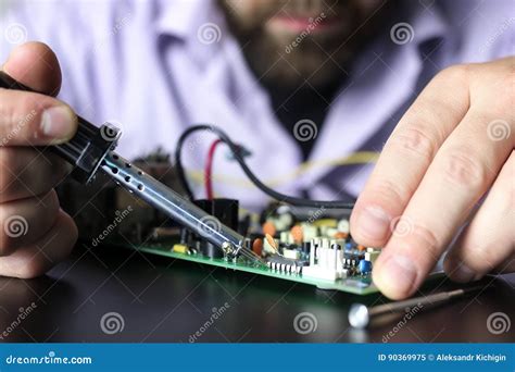 Chip Soldering Man Hands Stock Image Image Of Human 90369975